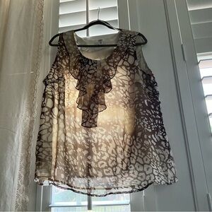 Cato Brown & Cream Ruffled Sleeveless light-weight lined Camisole 18/20 W